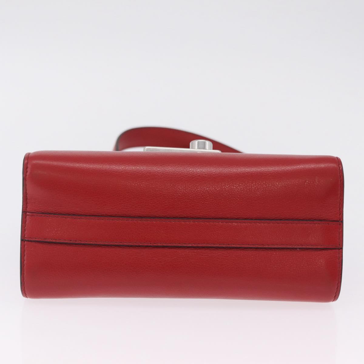 PRADA Chain Shoulder Bag Leather Red Silver