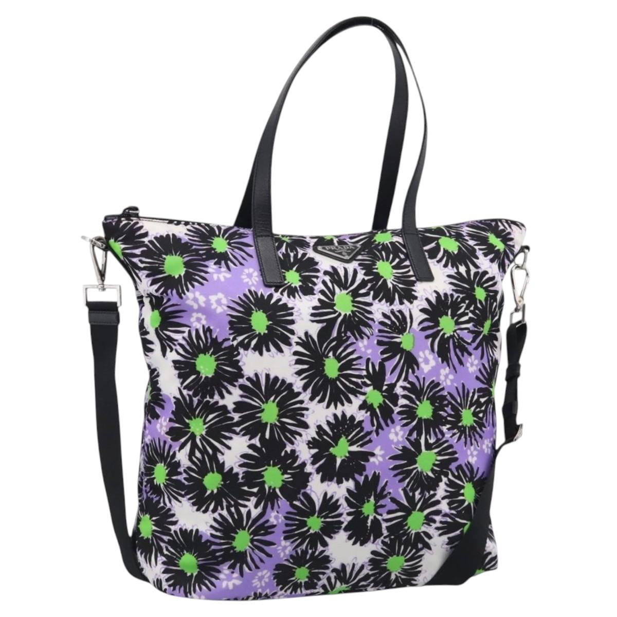 PRADA Tote Bag Nylon 2way Purple Silver
