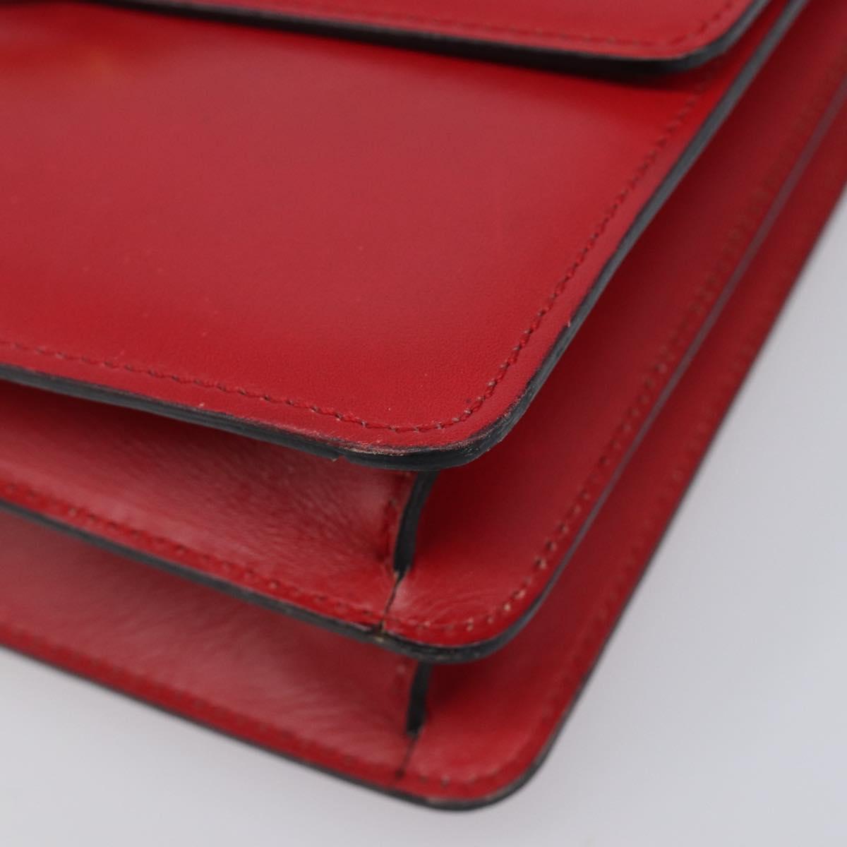 CELINE Hand Bag Leather Red Gold