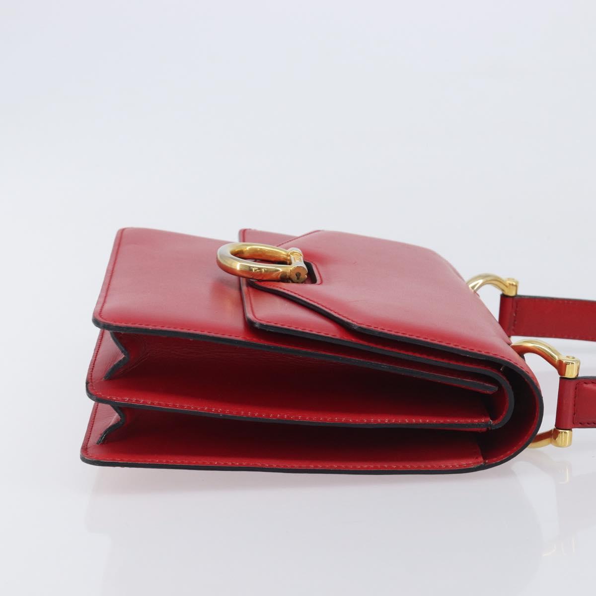 CELINE Hand Bag Leather Red Gold