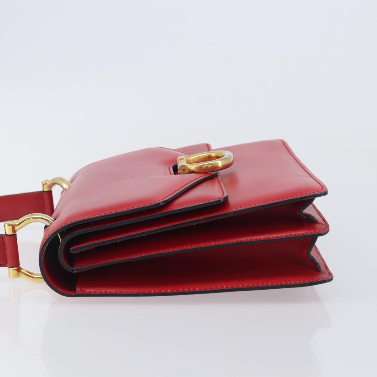 CELINE Hand Bag Leather Red Gold