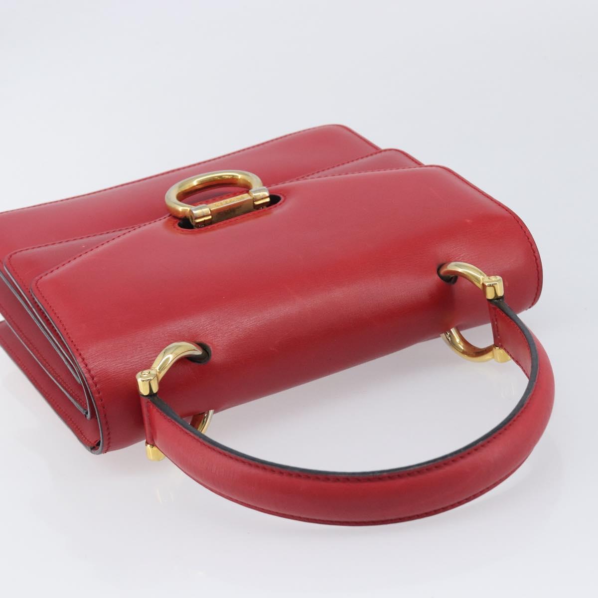 CELINE Hand Bag Leather Red Gold