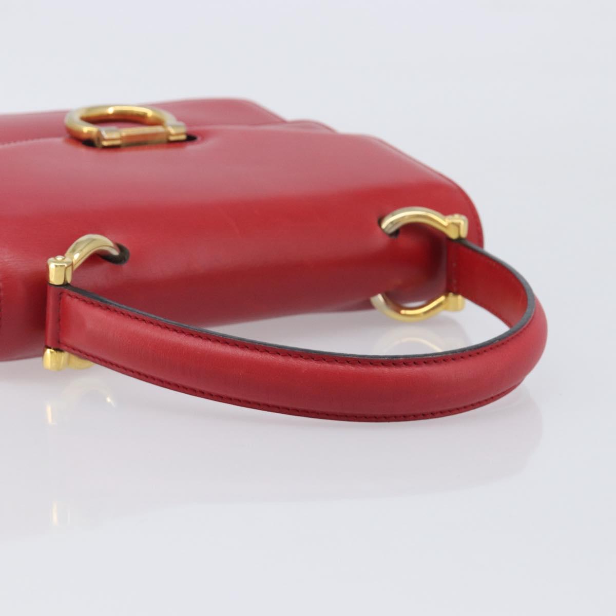 CELINE Hand Bag Leather Red Gold