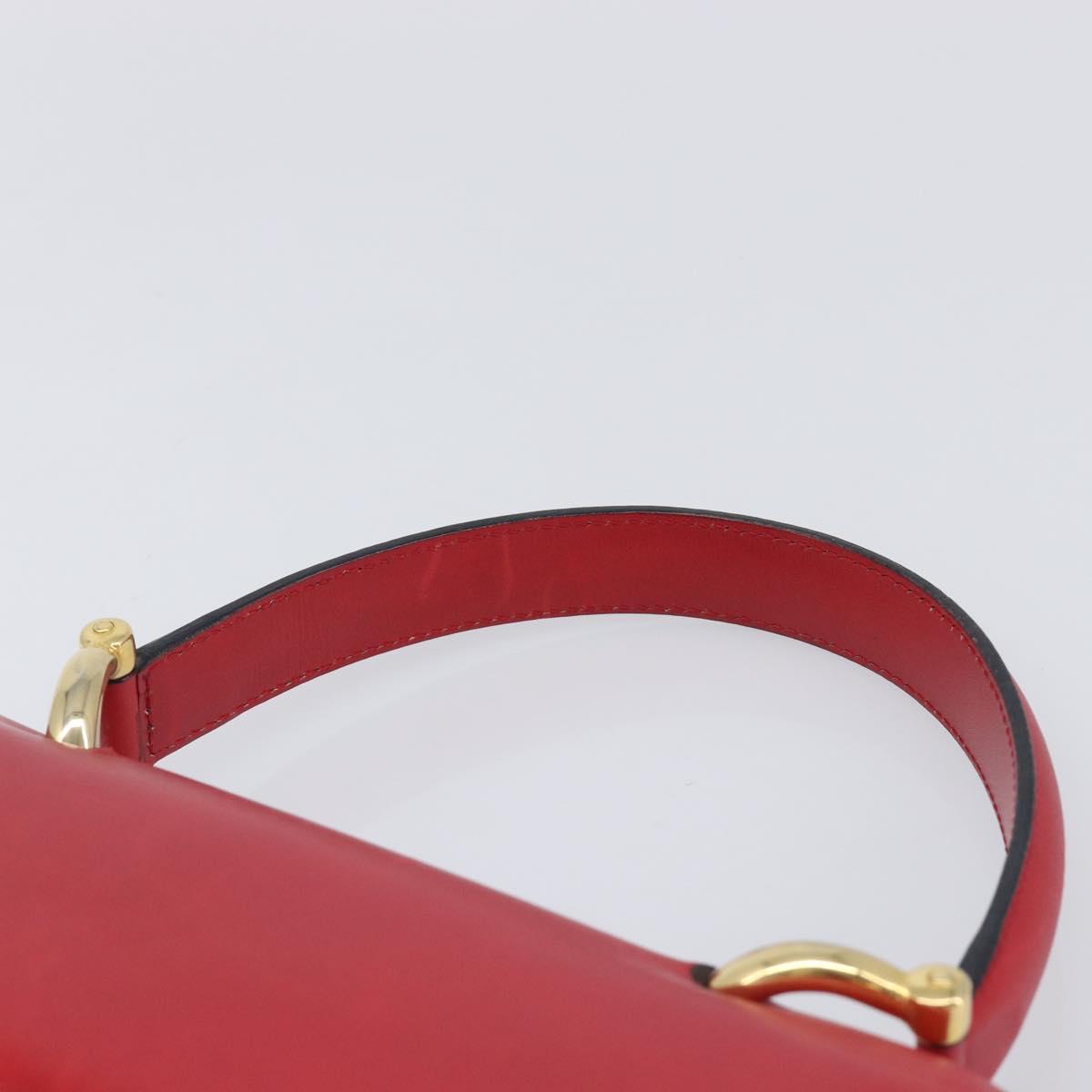 CELINE Hand Bag Leather Red Gold