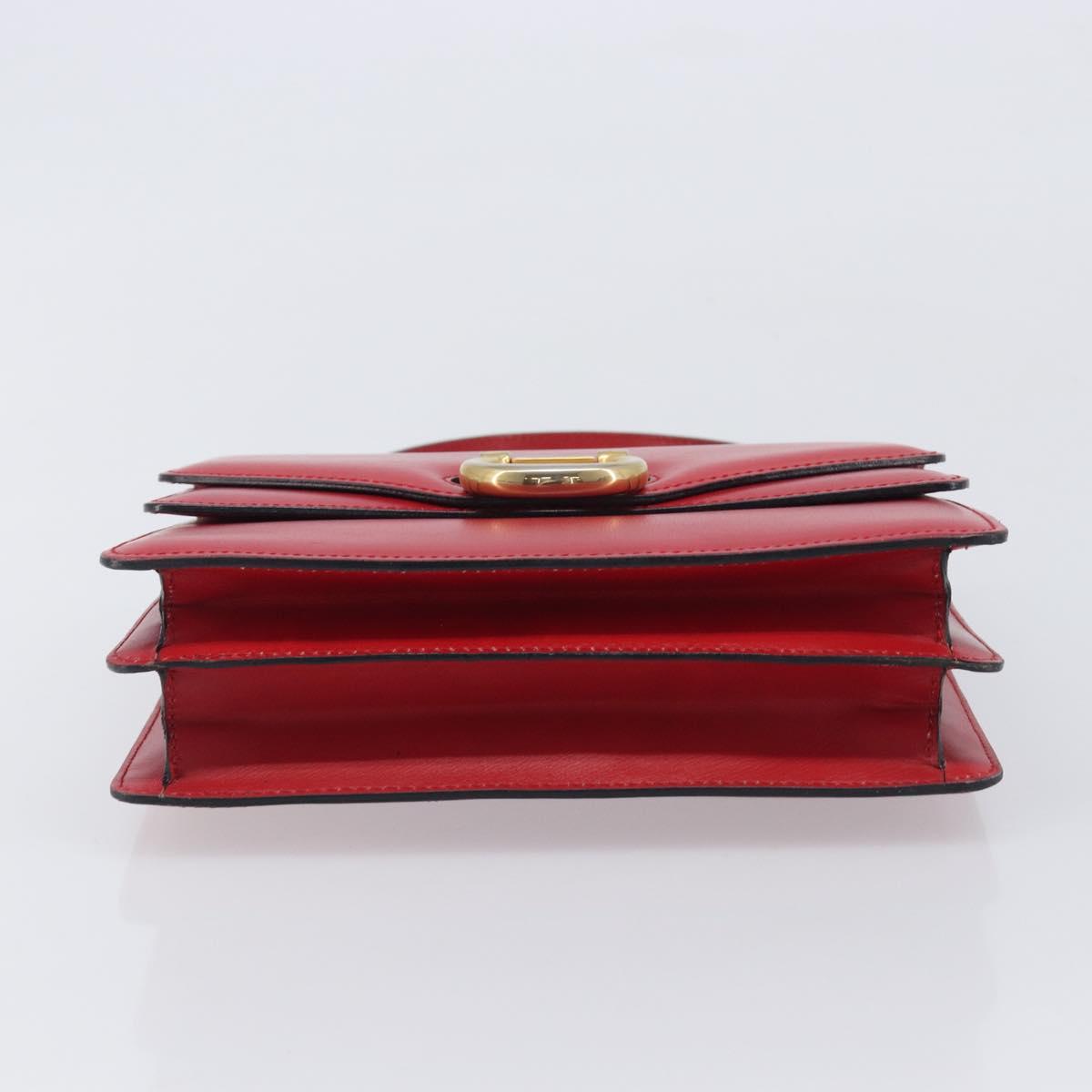 CELINE Hand Bag Leather Red Gold