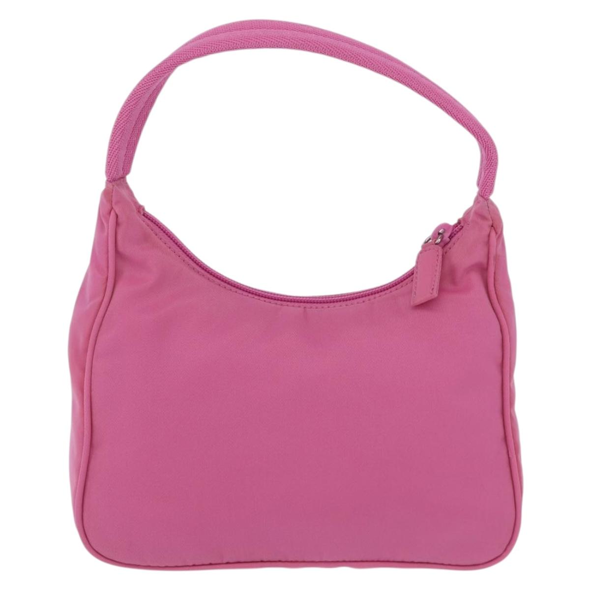 PRADA Hand pouch Hand Bag Nylon Pink Silver