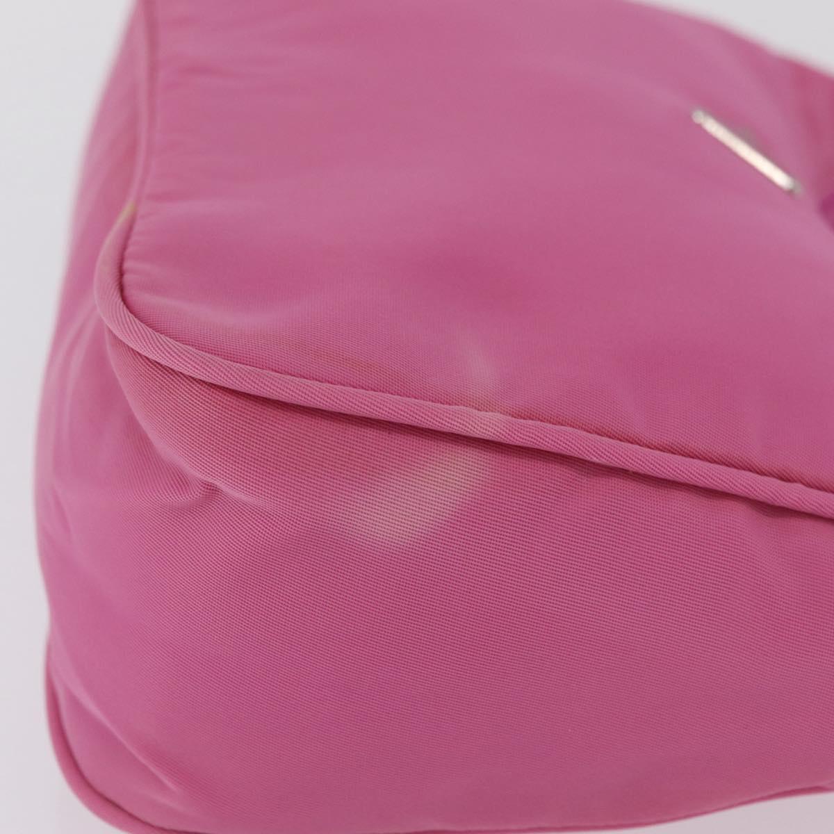 PRADA Hand pouch Hand Bag Nylon Pink Silver
