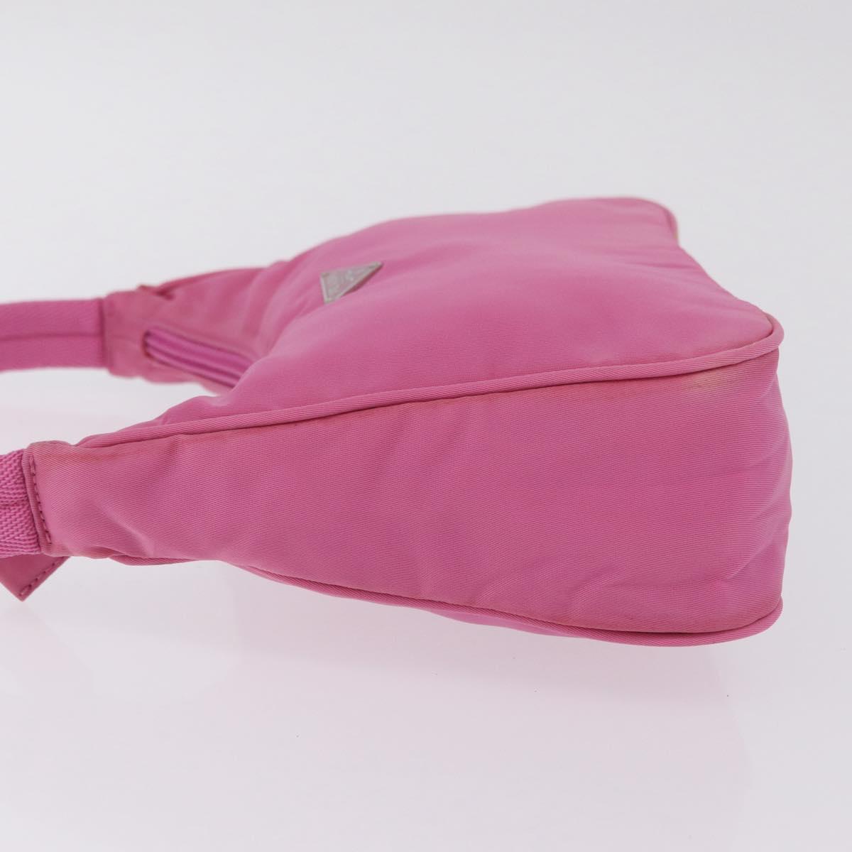 PRADA Hand pouch Hand Bag Nylon Pink Silver