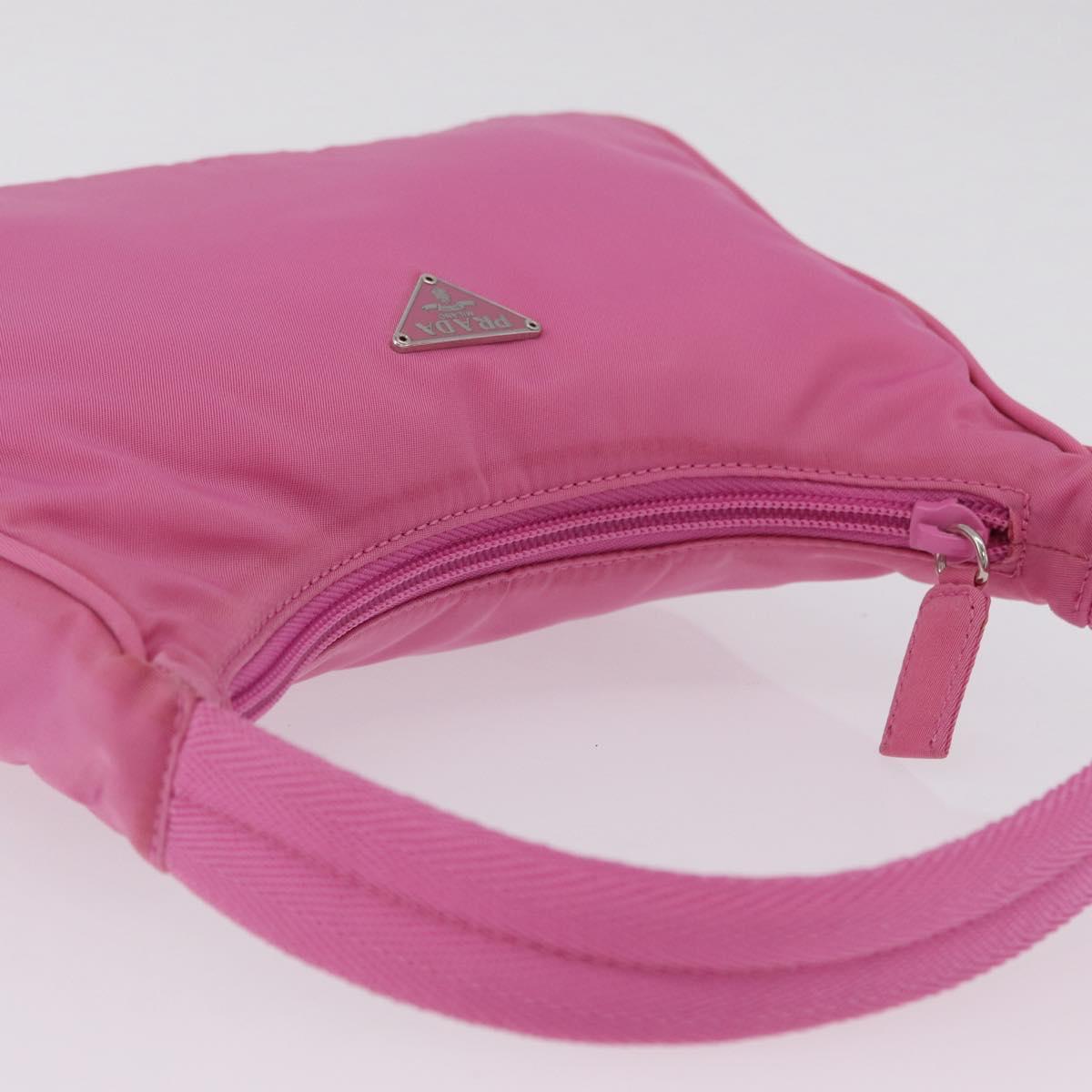 PRADA Hand pouch Hand Bag Nylon Pink Silver