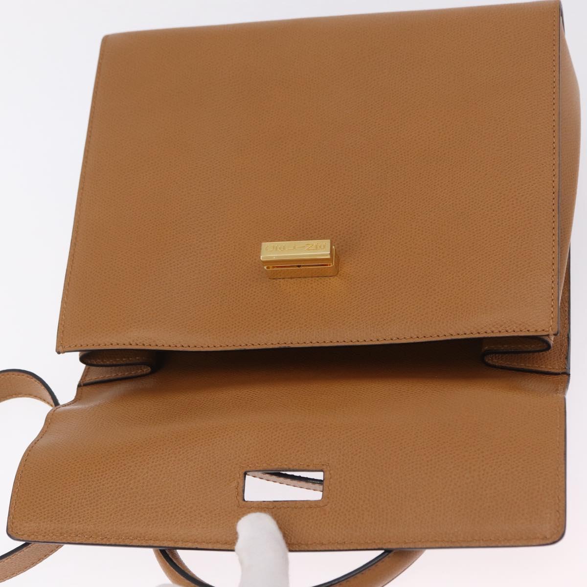 CELINE Hand Bag Leather 2way Beige Gold