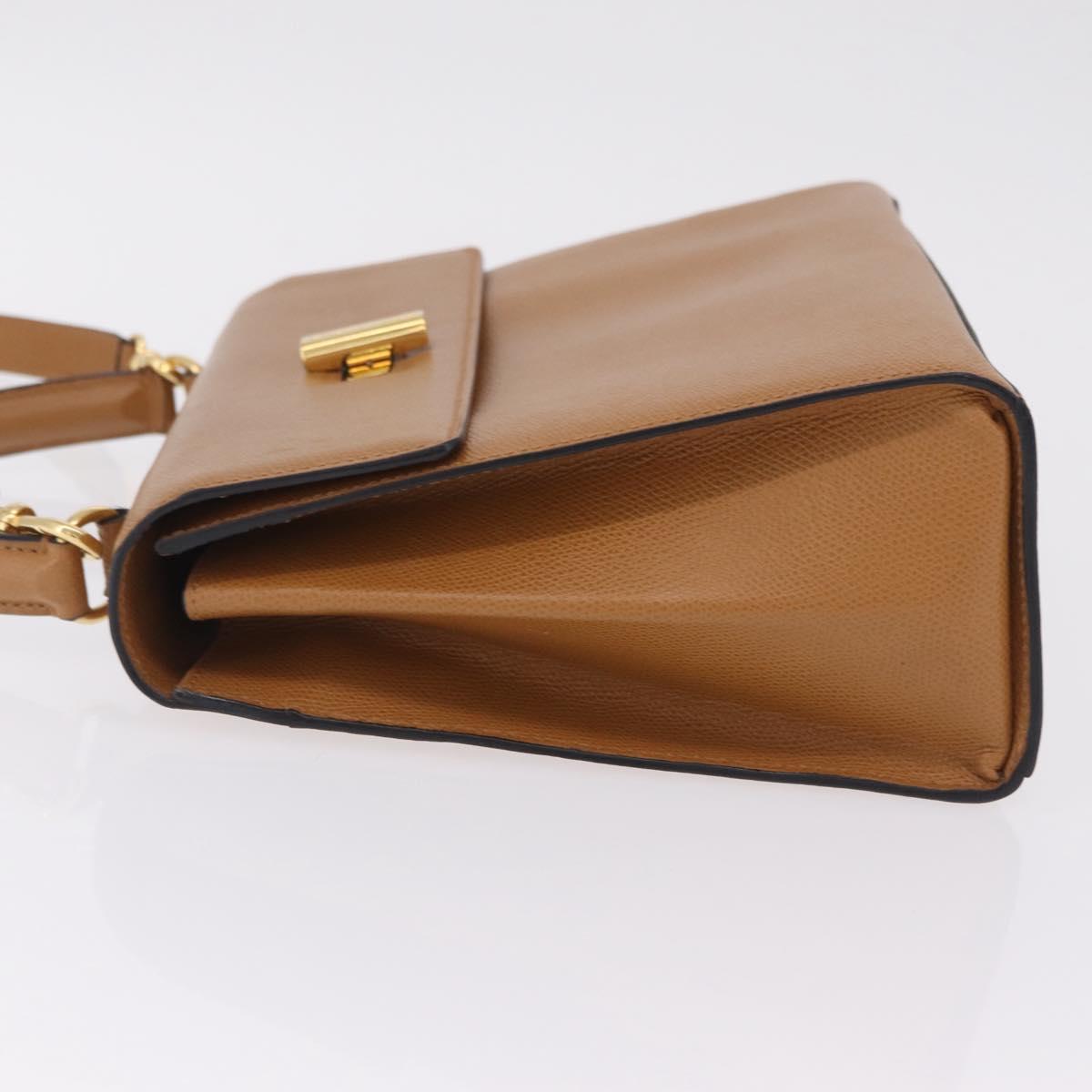 CELINE Hand Bag Leather 2way Beige Gold