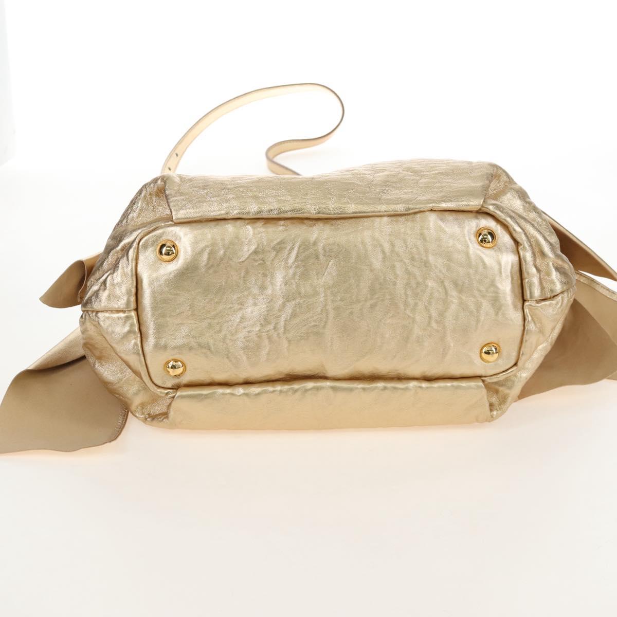 PRADA Hand Bag Leather 2way Gold