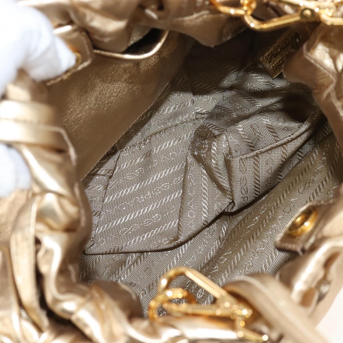 PRADA Hand Bag Leather 2way Gold