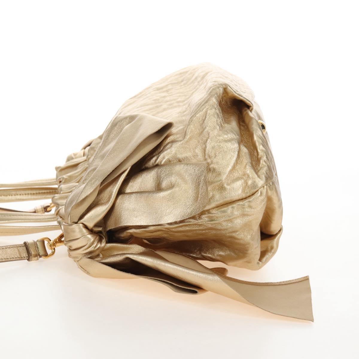 PRADA Hand Bag Leather 2way Gold