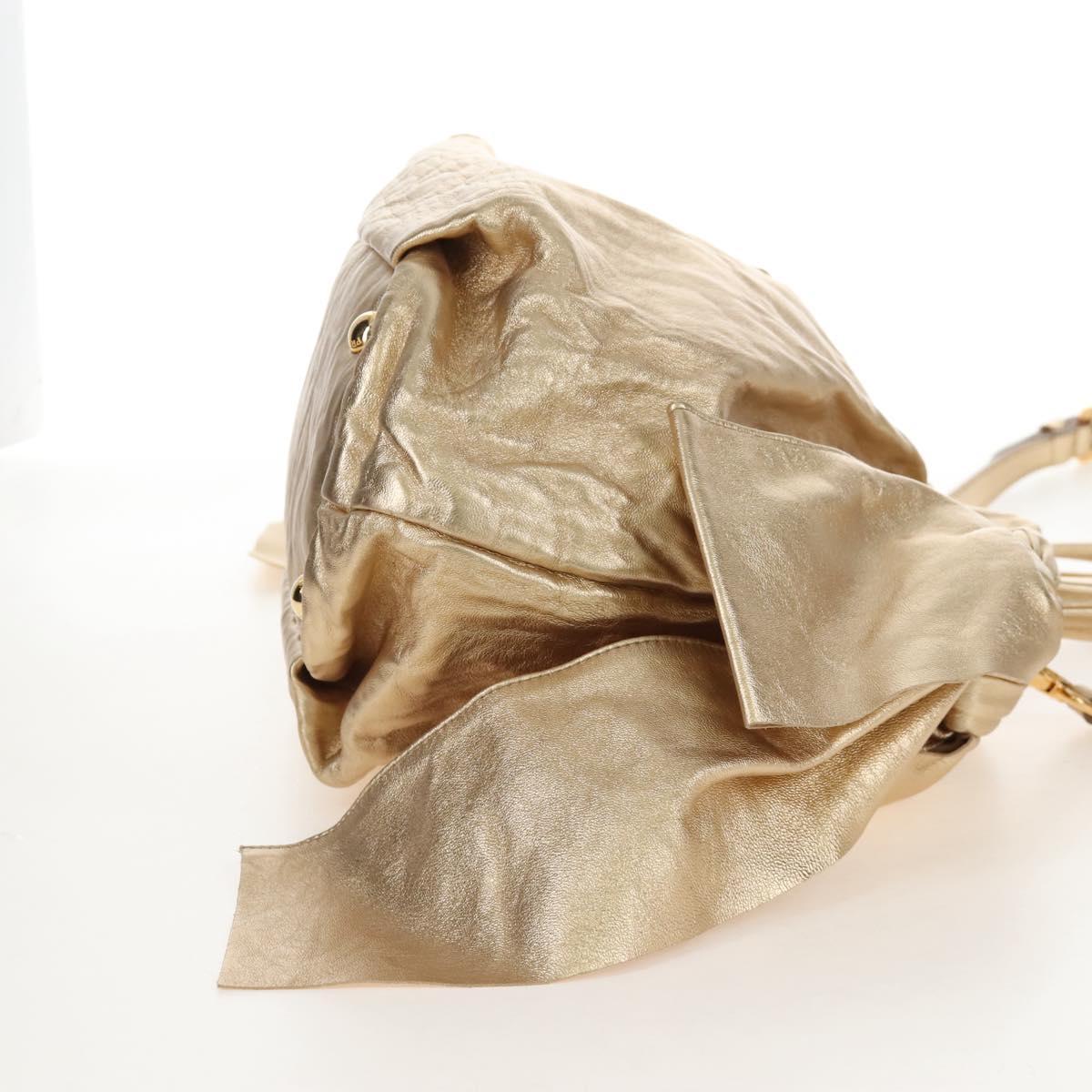 PRADA Hand Bag Leather 2way Gold