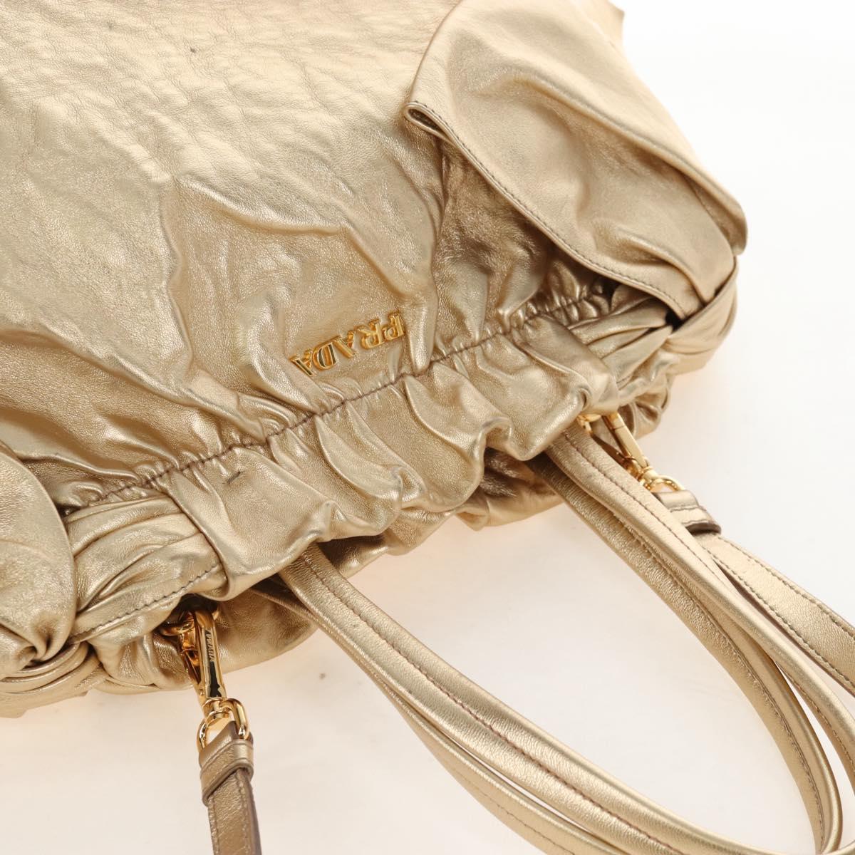 PRADA Hand Bag Leather 2way Gold