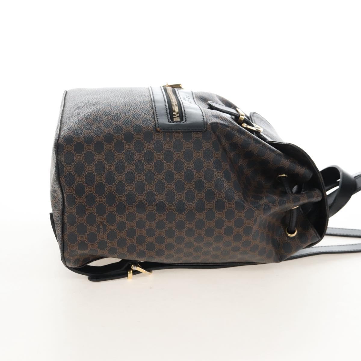 CELINE Macadam Canvas Backpack PVC Leather Black Gold