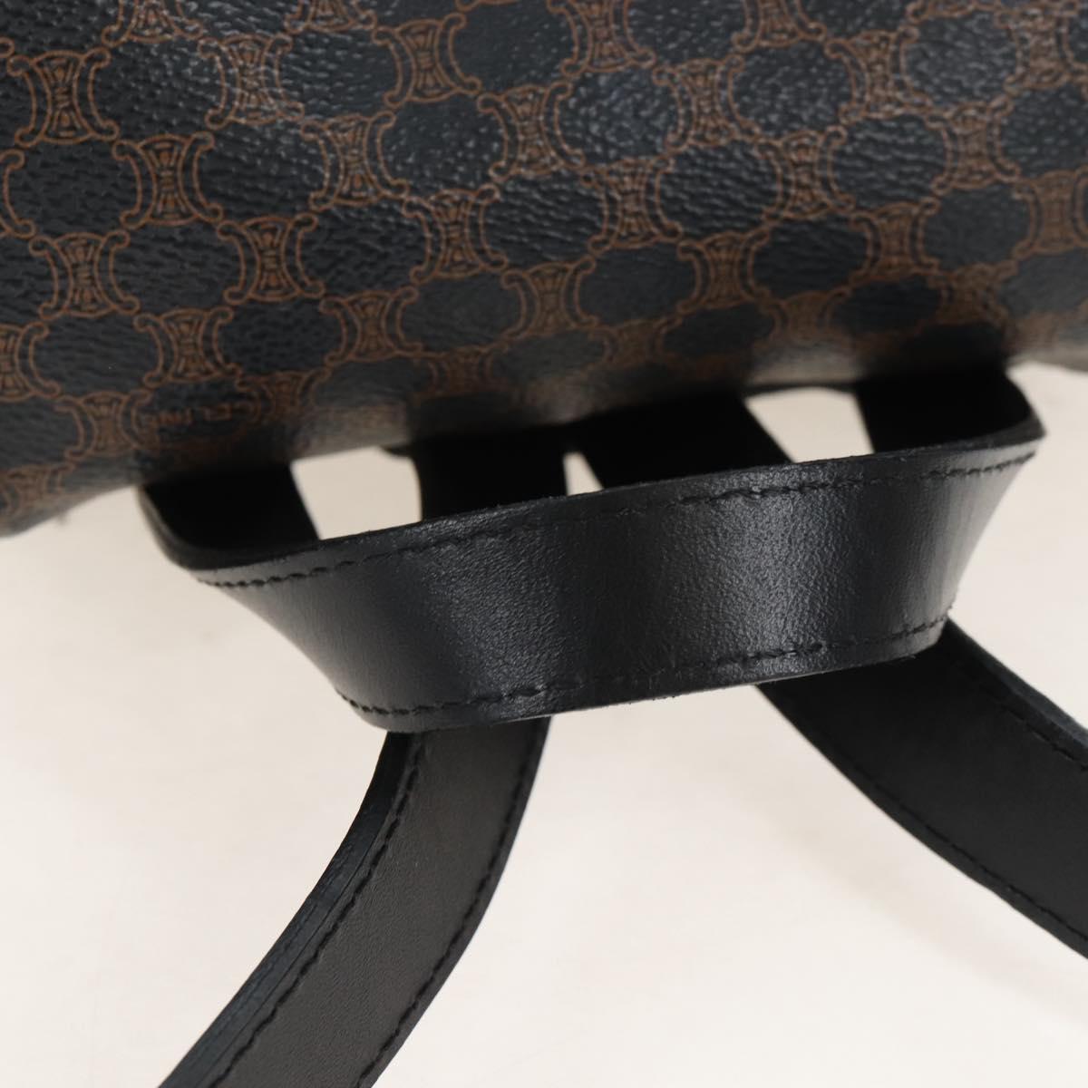 CELINE Macadam Canvas Backpack PVC Leather Black Gold