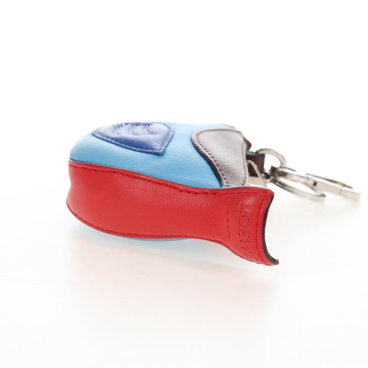 LOEWE Coin Purse Leather Light Blue Silver