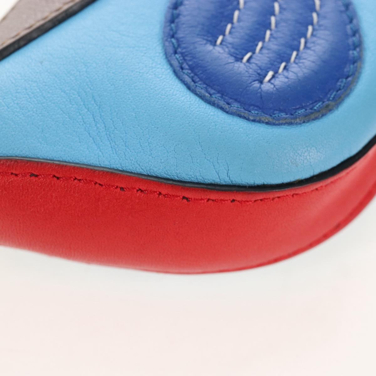 LOEWE Coin Purse Leather Light Blue Silver