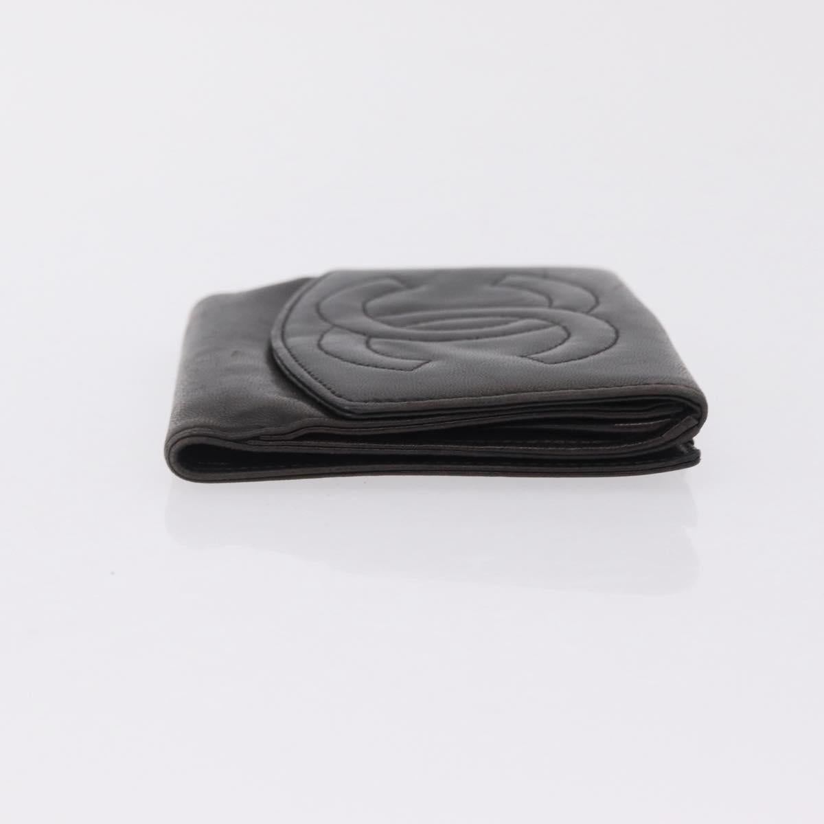 CHANEL COCO Mark Wallet Leather Black Gold CC