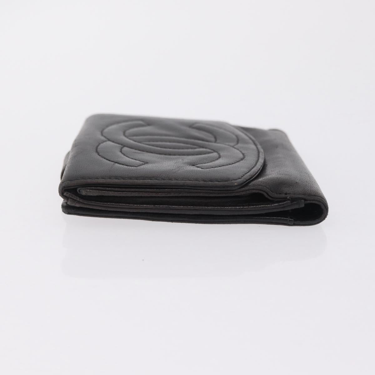 CHANEL COCO Mark Wallet Leather Black Gold CC
