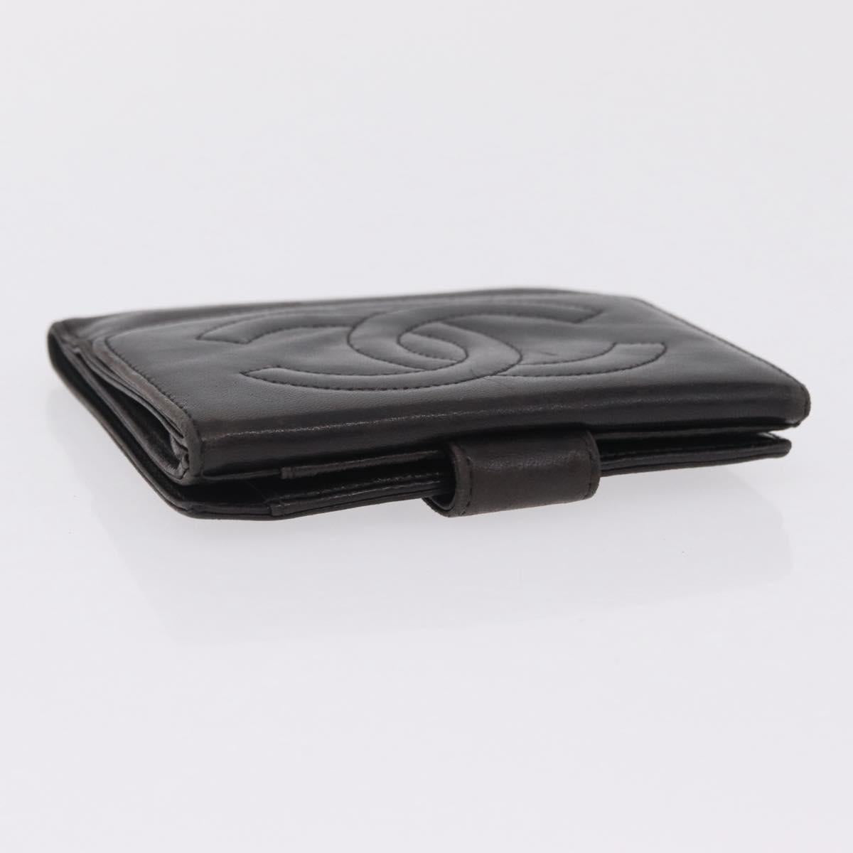 CHANEL COCO Mark Wallet Leather Black Gold CC