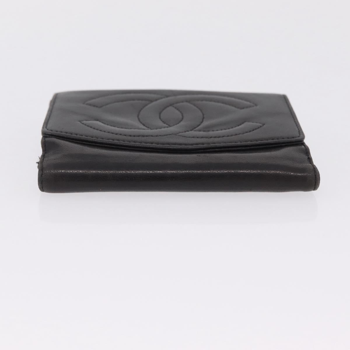 CHANEL COCO Mark Wallet Leather Black Gold CC