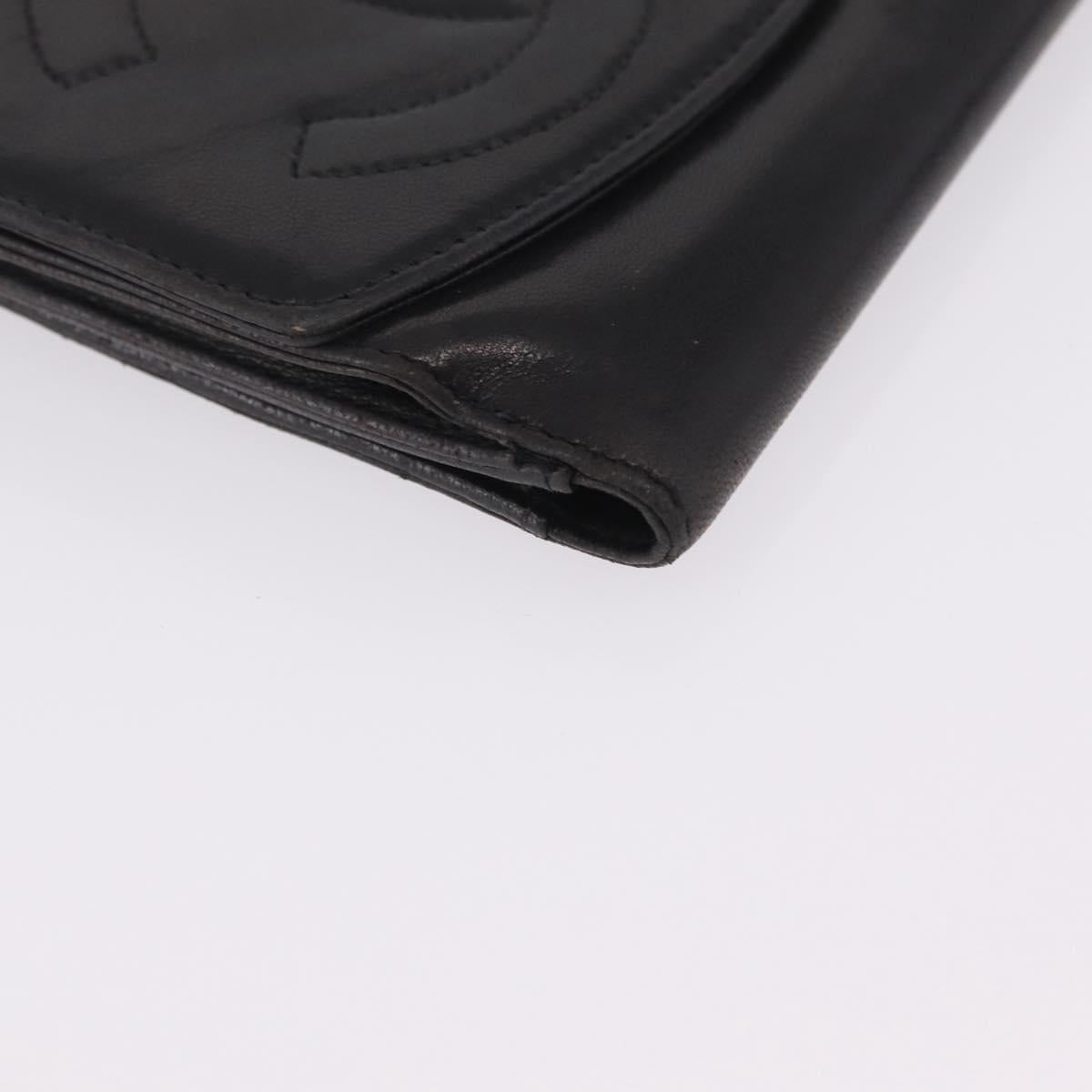 CHANEL COCO Mark Wallet Leather Black Gold CC