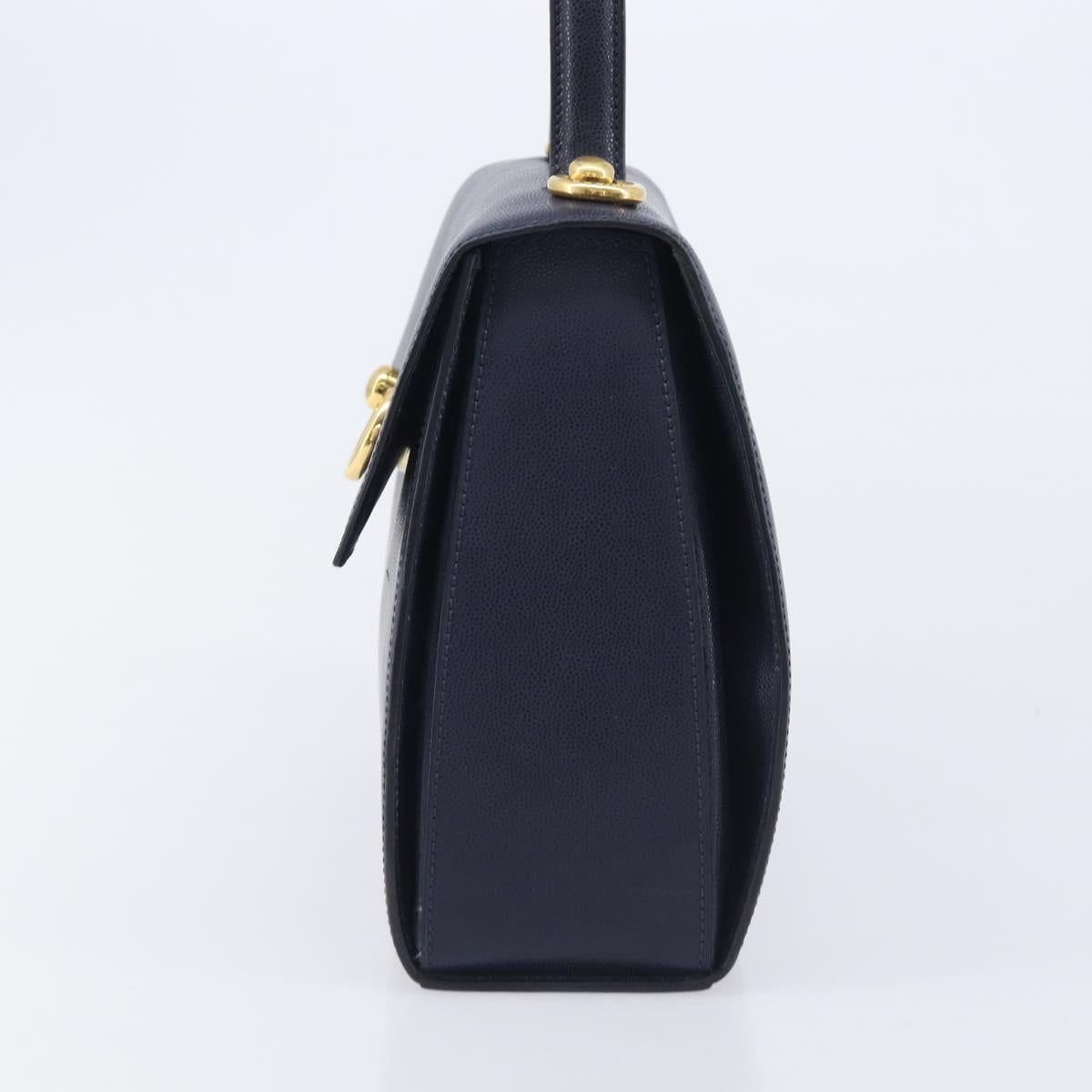 CELINE Hand Bag Leather Navy Gold