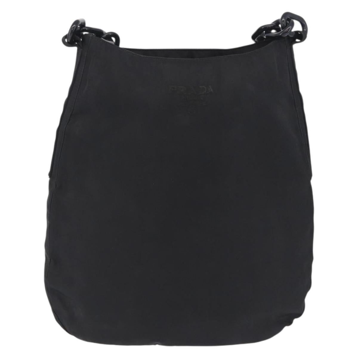 PRADA Plastic Chain Shoulder Bag Nylon Black Silver