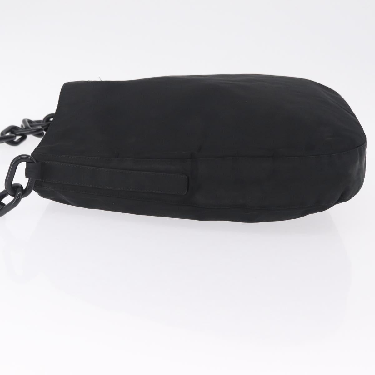 PRADA Plastic Chain Shoulder Bag Nylon Black Silver