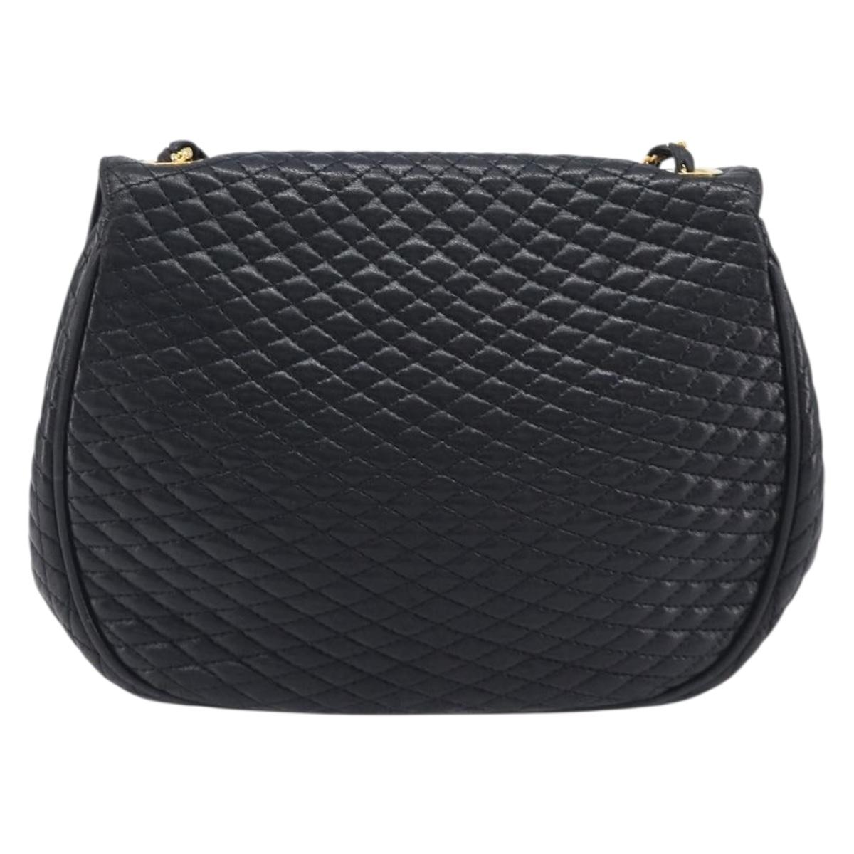 Bally Chain Shoulder Bag Leather Black Gold