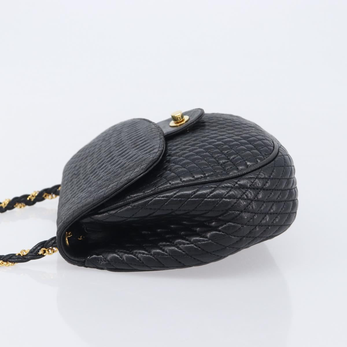 Bally Chain Shoulder Bag Leather Black Gold