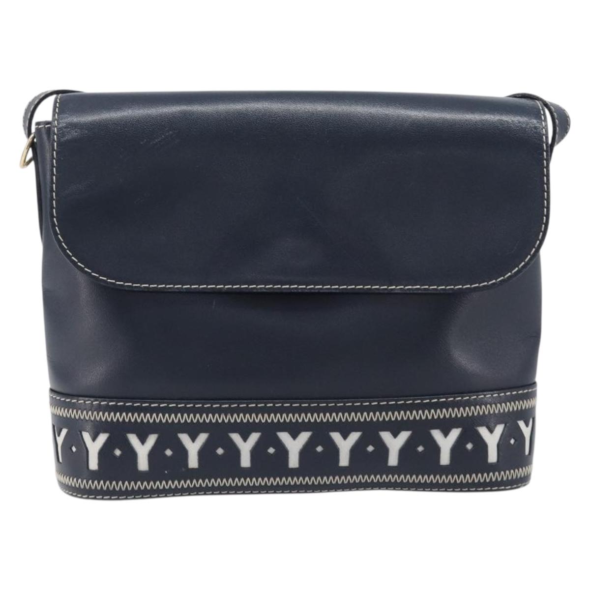 Saint Laurent Shoulder Bag Leather Navy Gold