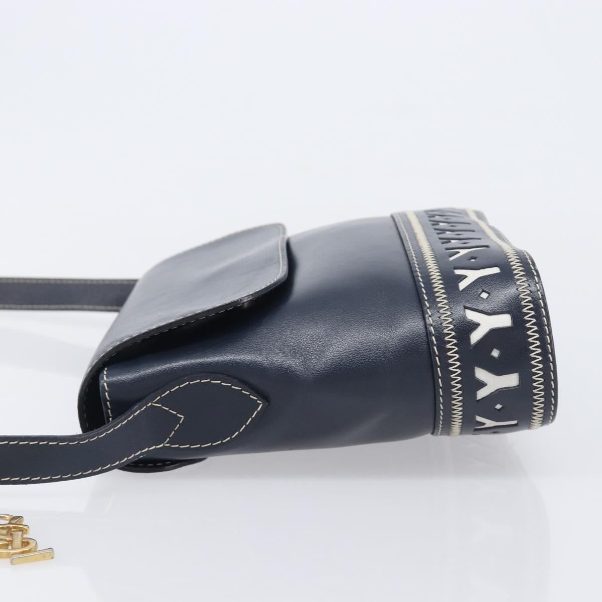 Saint Laurent Shoulder Bag Leather Navy Gold