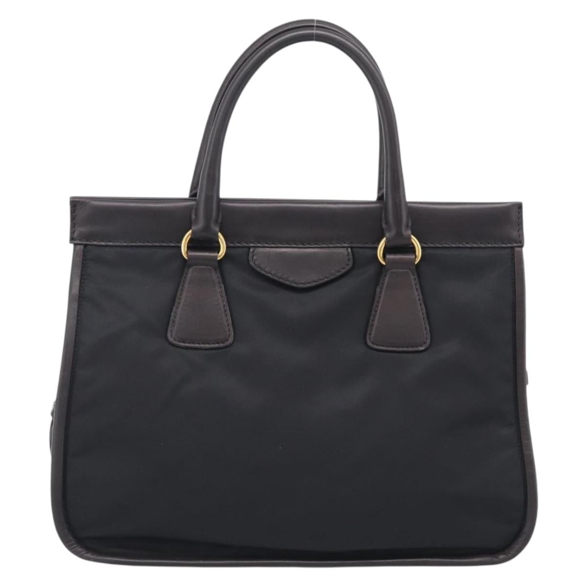 PRADA Hand Bag Nylon 2way Black Gold