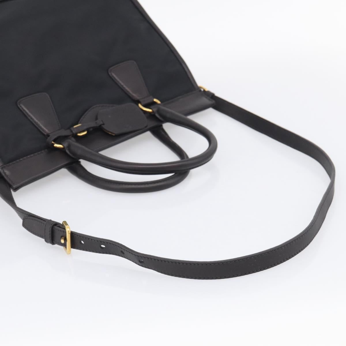 PRADA Hand Bag Nylon 2way Black Gold