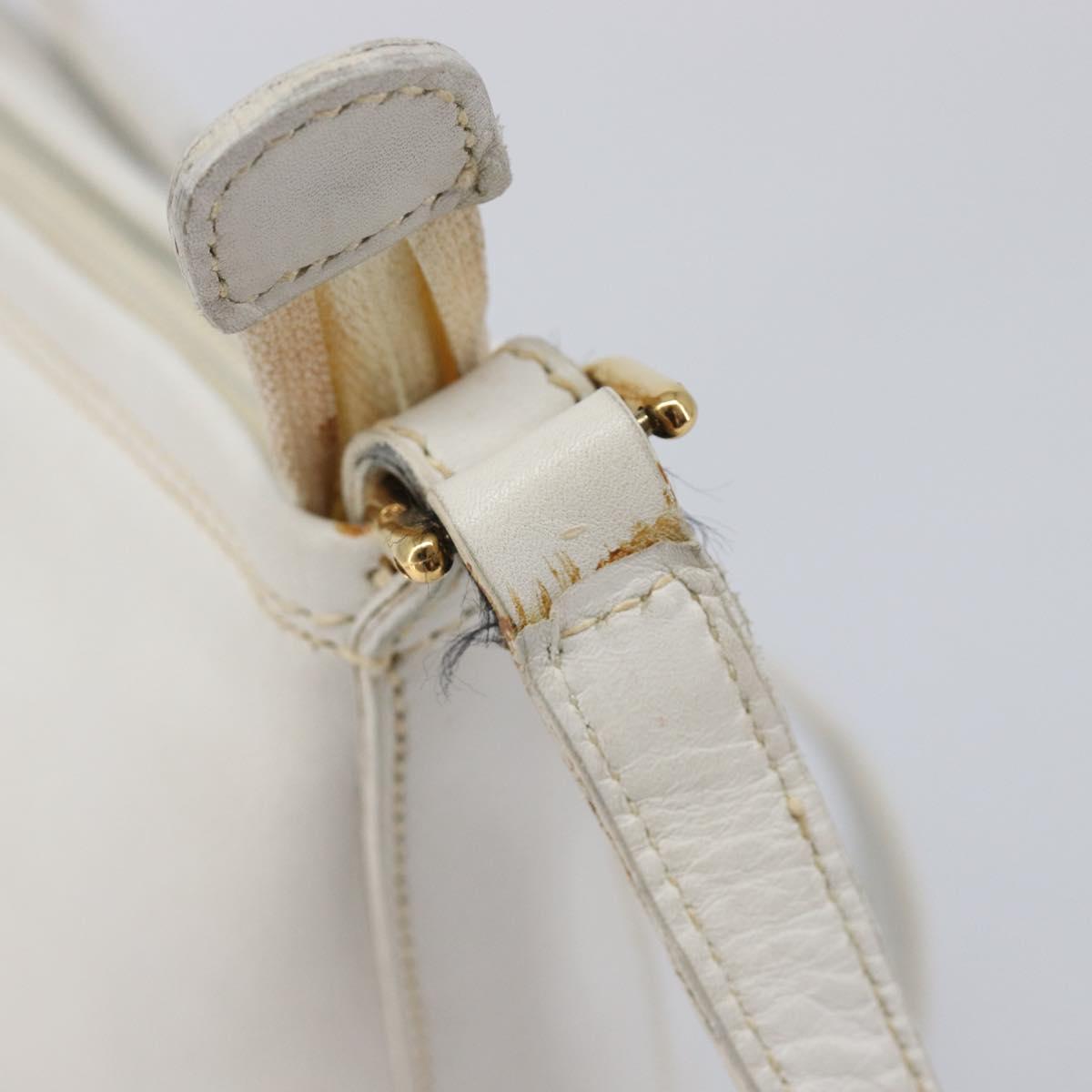 GUCCI Shoulder Bag Leather White Gold