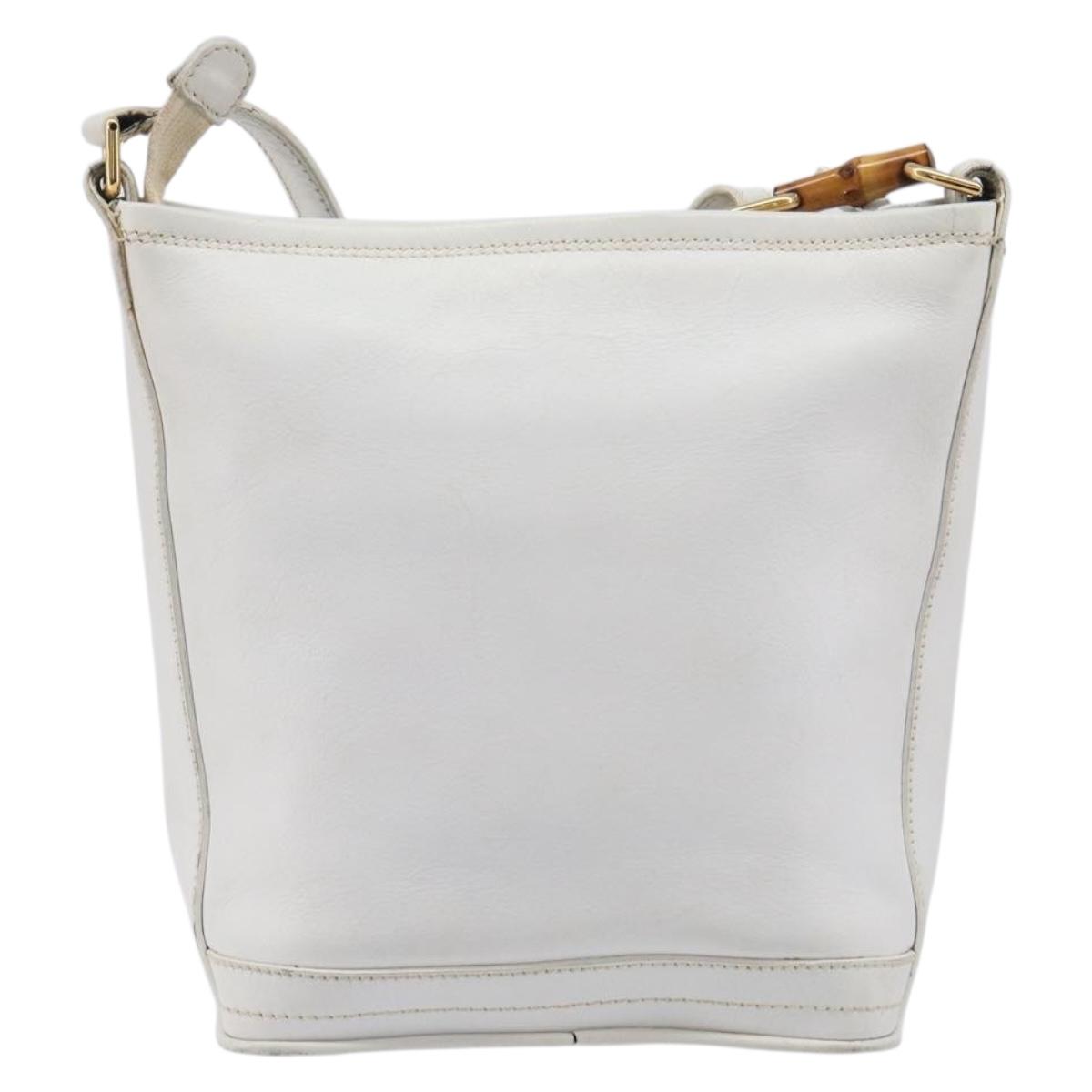 GUCCI Shoulder Bag Leather White Gold
