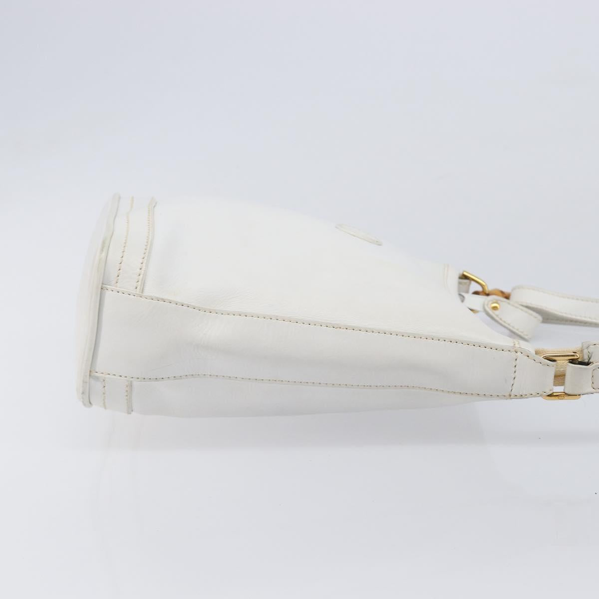 GUCCI Shoulder Bag Leather White Gold