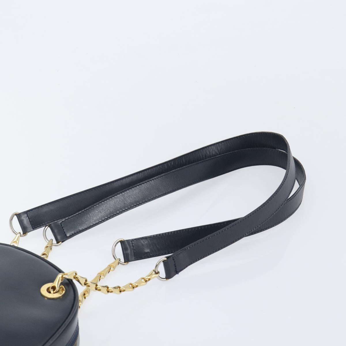 CELINE Circle Chain Shoulder Bag Leather Navy Gold