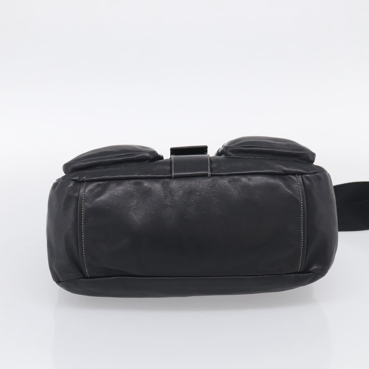 PRADA Shoulder Bag Leather Black Silver