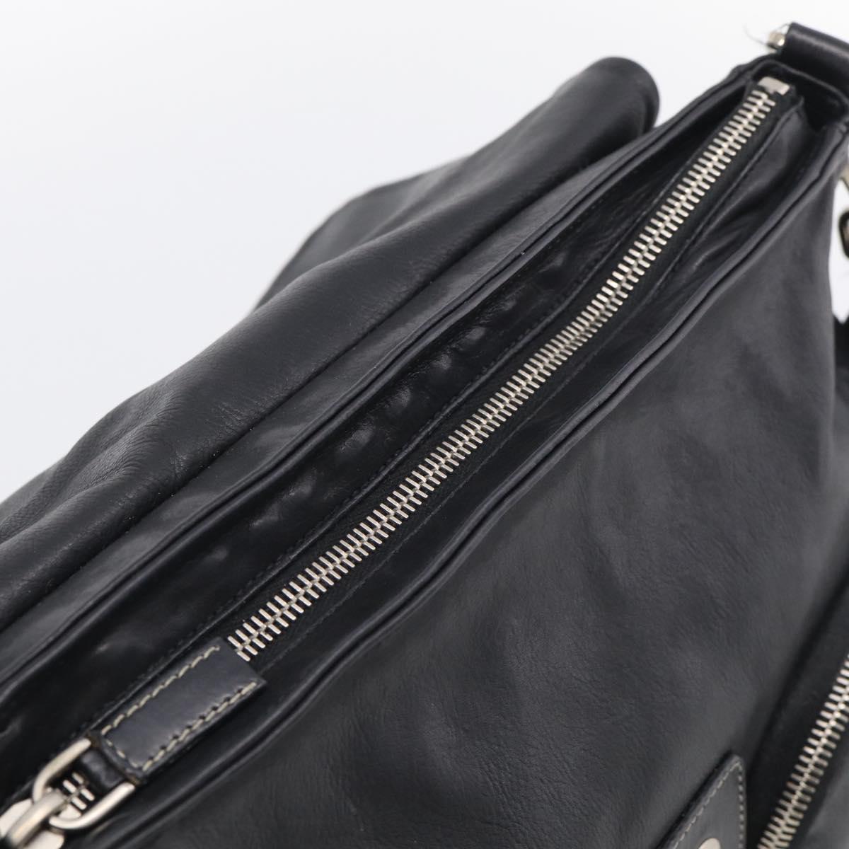 PRADA Shoulder Bag Leather Black Silver