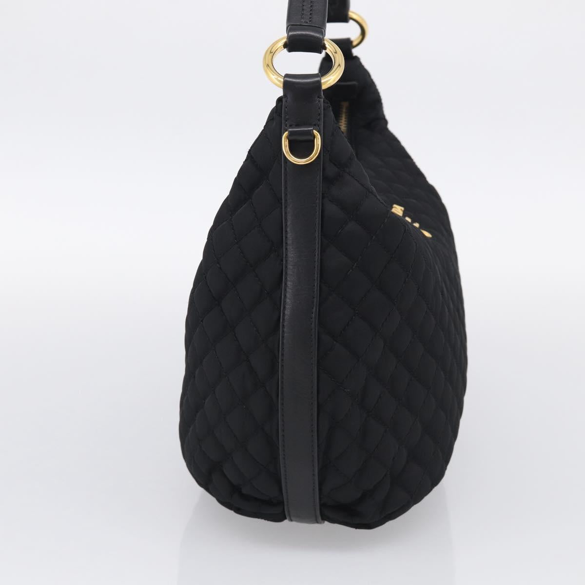 PRADA Shoulder Bag Nylon Black Gold