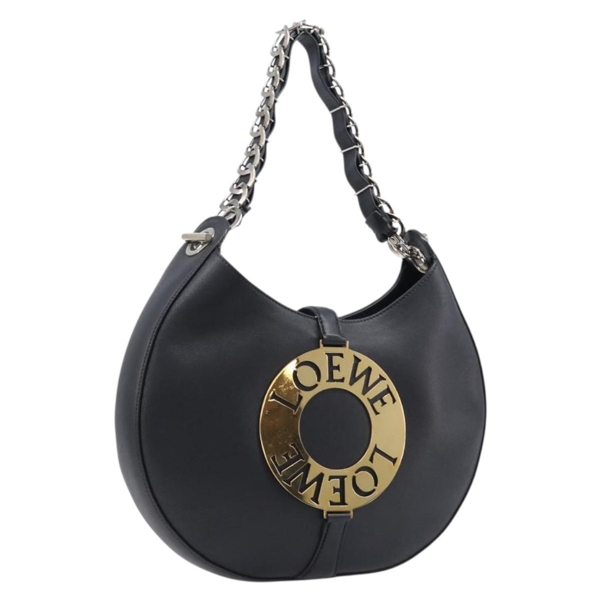 LOEWE Joyce Small Chain Shoulder Bag Leather Black Silver