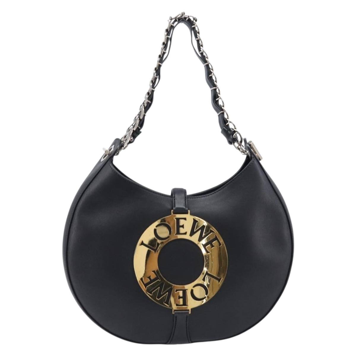 LOEWE Joyce Small Chain Shoulder Bag Leather Black Silver