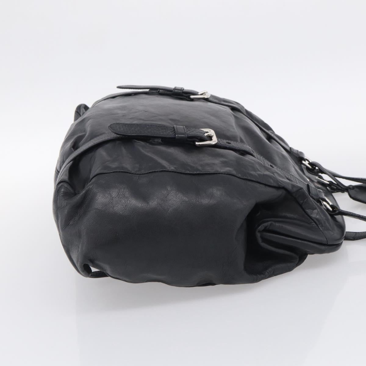 PRADA Vitellolux Tote Bag Leather Black Silver