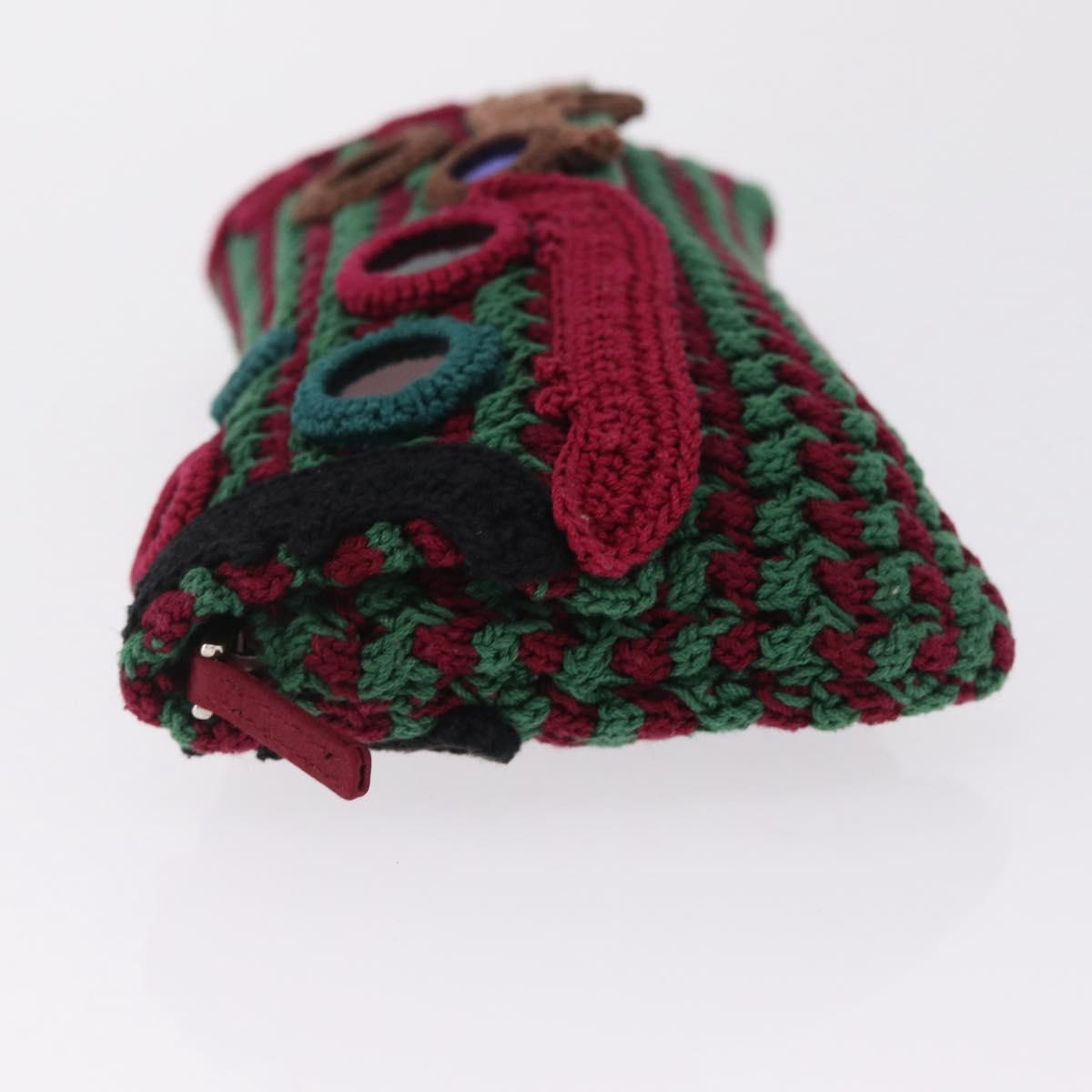 PRADA Pouch Knitted Fabrics Green Silver
