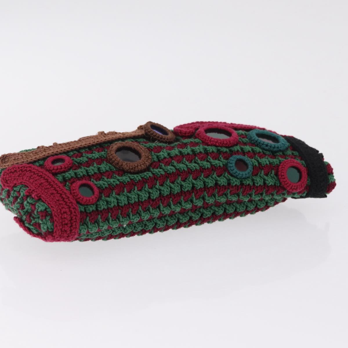 PRADA Pouch Knitted Fabrics Green Silver